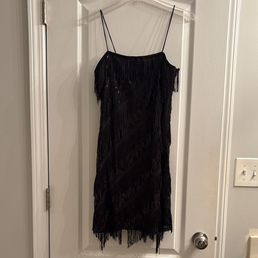Black Sequin Fringe Dress size M
